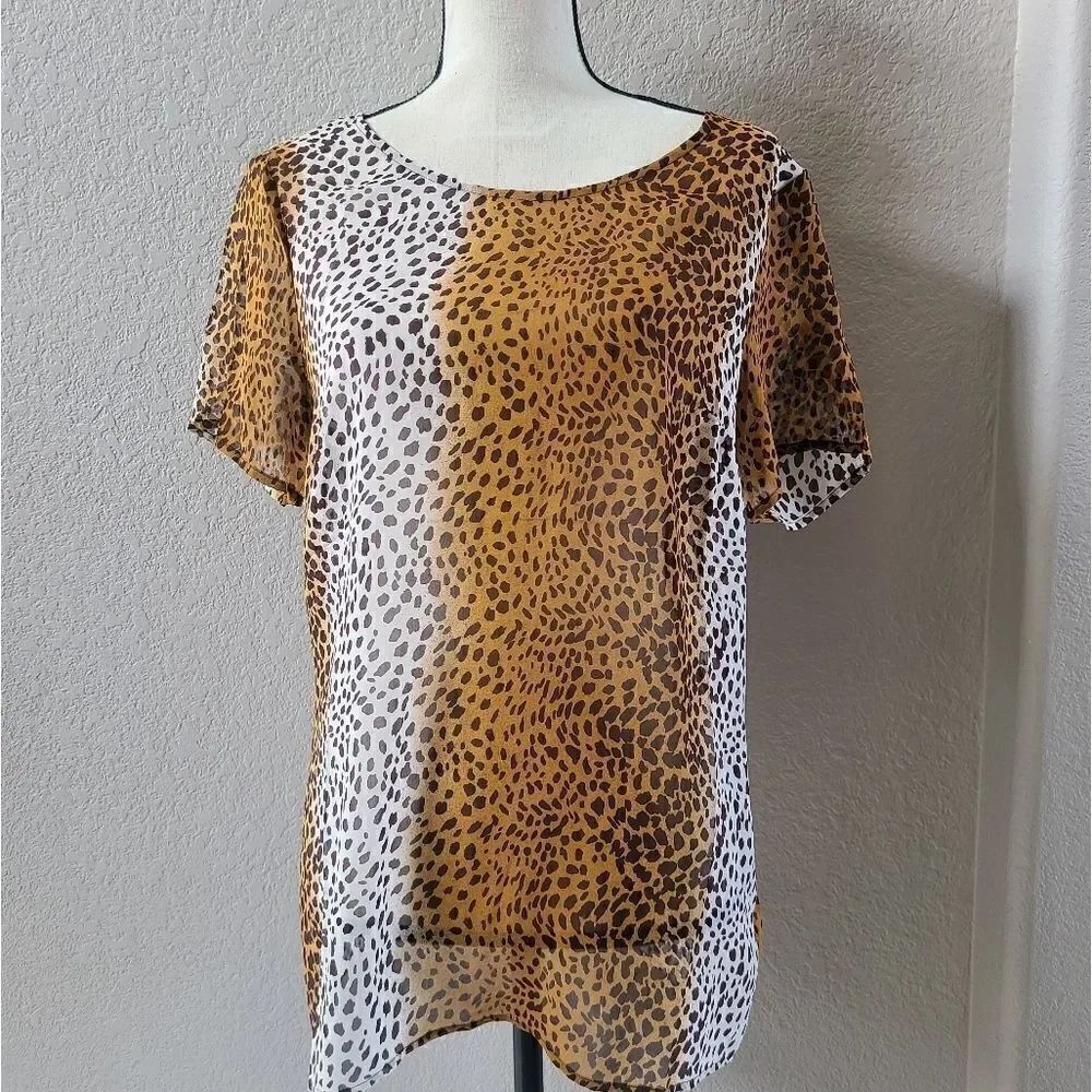 Walter Baker Silk Leopard Print Animal x Back Top Blouse 10 M New